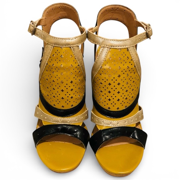 Lovely People Shoes - Lovely People Micky Strappy High Heel Sandals Shoes Yellow Black 7.5 Party